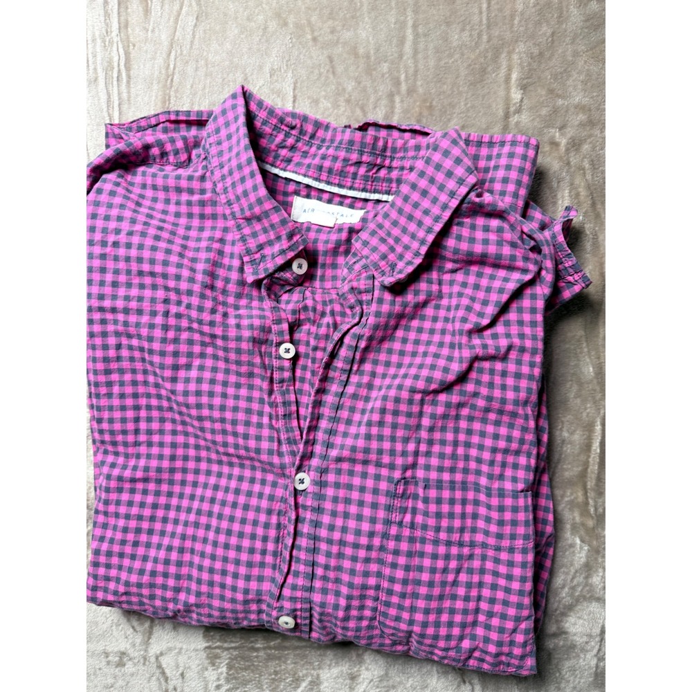 Y2K Aeropostale Mens XL Gingham Plaid Long Sleeve Button Cotton Shirt Preppy